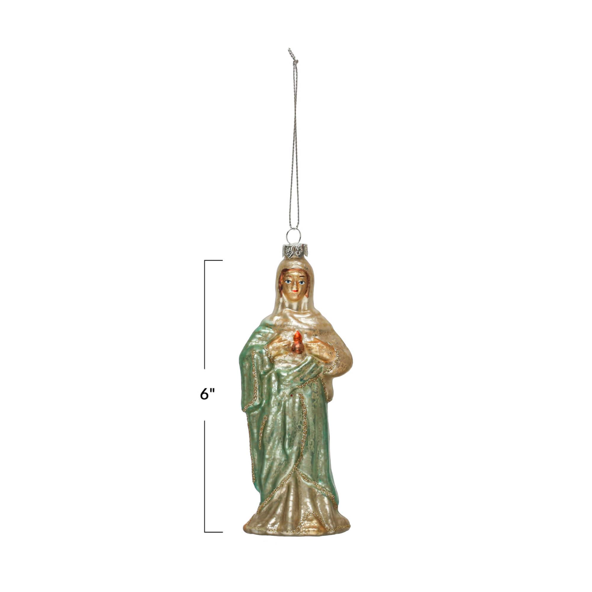 Hello Honey® Hand-Painted Glass Mary Ornament with Glitter